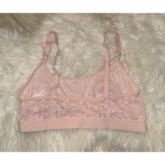 Auden Lace Scoop Neck Bralette Bra Wire Free Unpadded Womens M Medium Pink - Picture 4 of 6